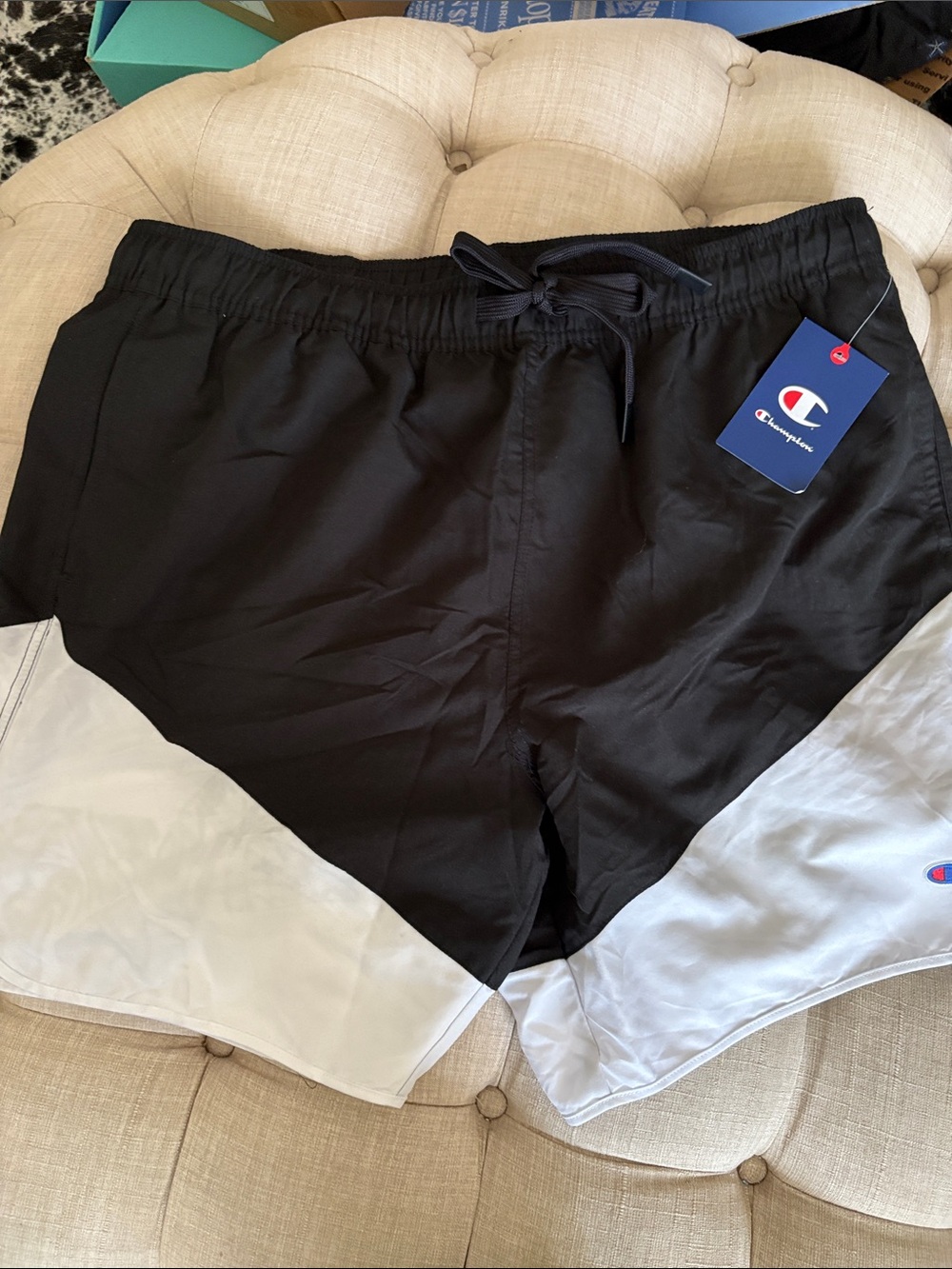 Champion Black and White Split Panel Athletic Shorts